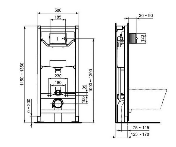 инсталляция IDEAL STANDARD PROSYS